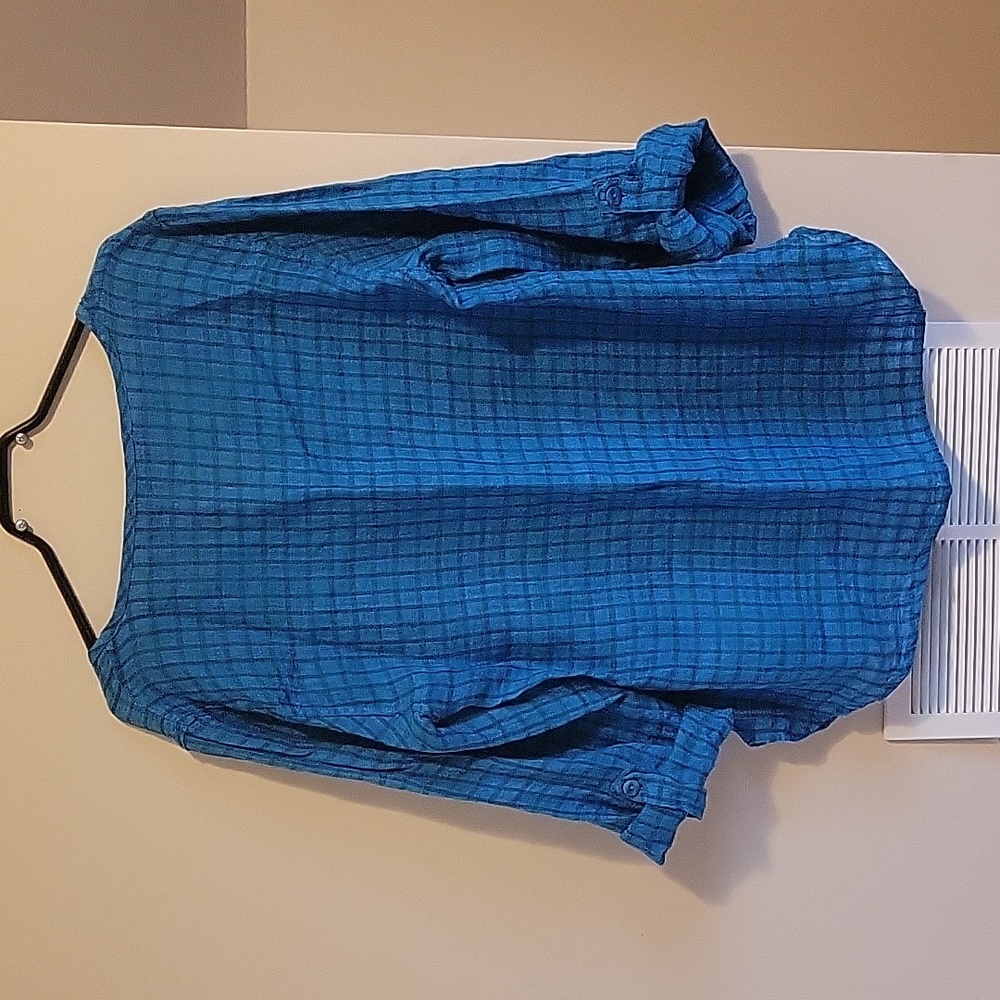Flax Plaid Linen Top - Picture 2 of 6
